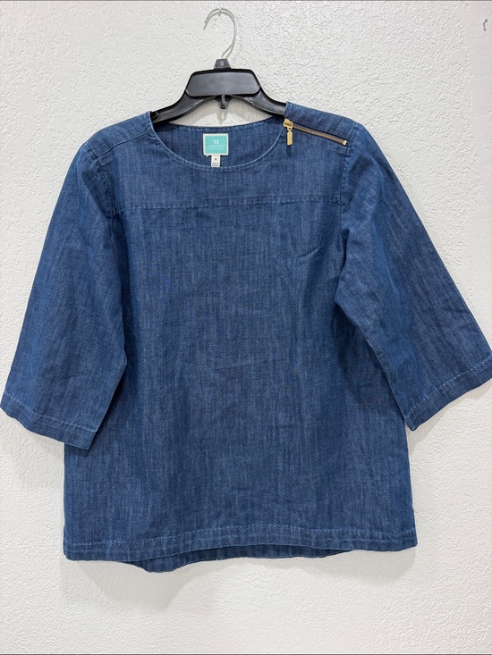 Martha Stewart Tops - Martha Stewart Denim Top with Shoulder Zip - Blue Medium